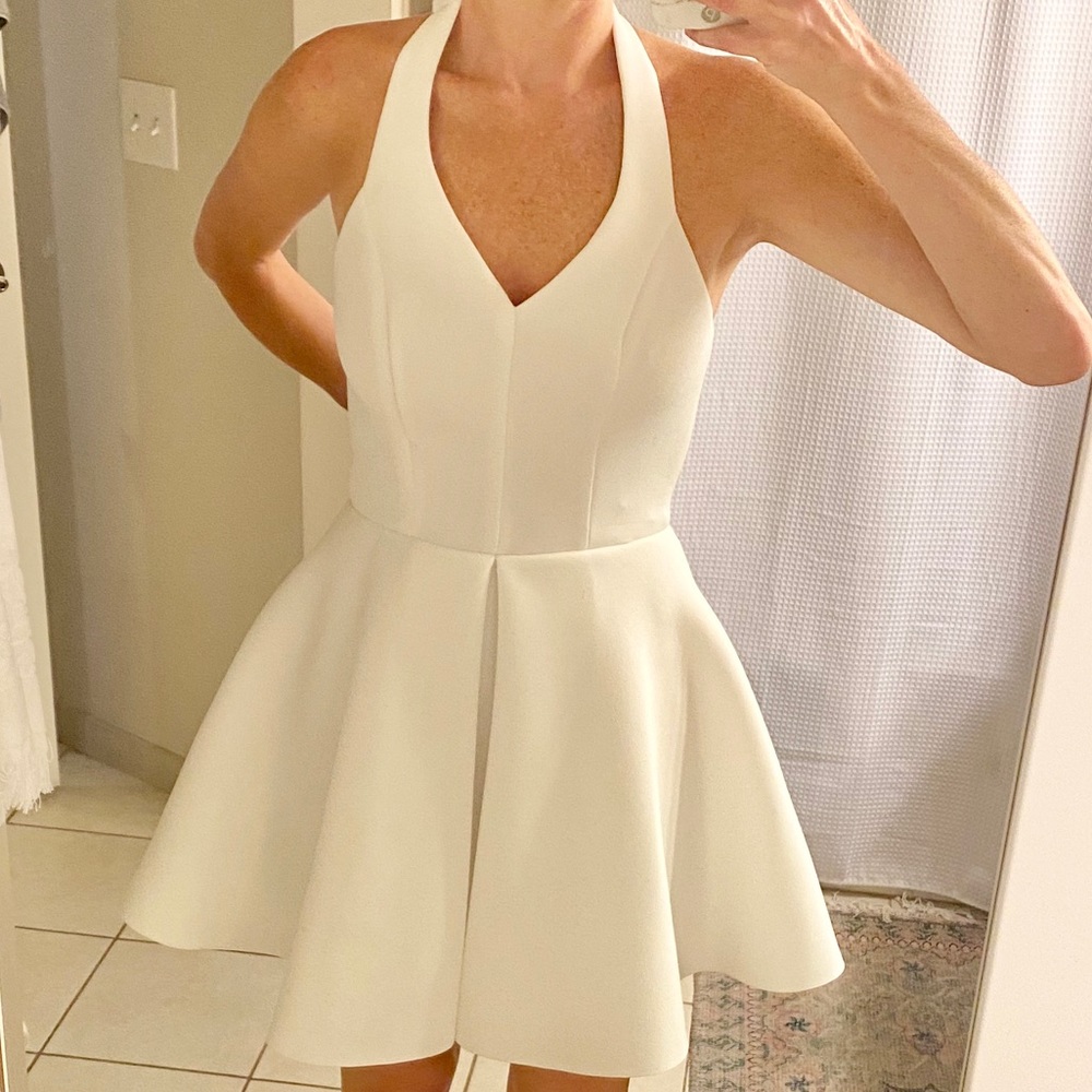 Aqua White Halter Dress